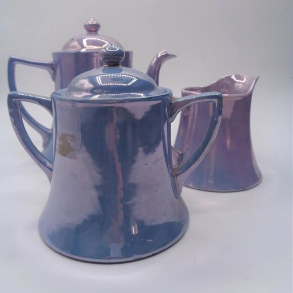Vintage Japanese Lusterware Teapot, Sugar Bowl and Creamer - Picture 2 of 9